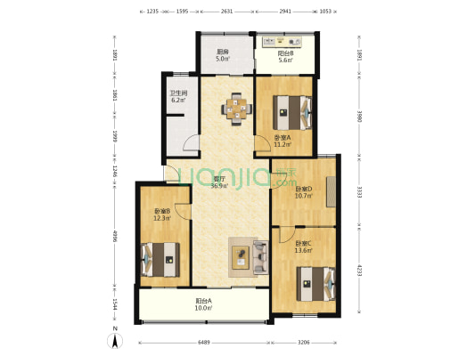 山东省农科院第四宿舍 4室1厅1卫 131平方