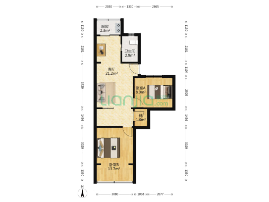 百井坊巷 2室1厅1卫 57平方