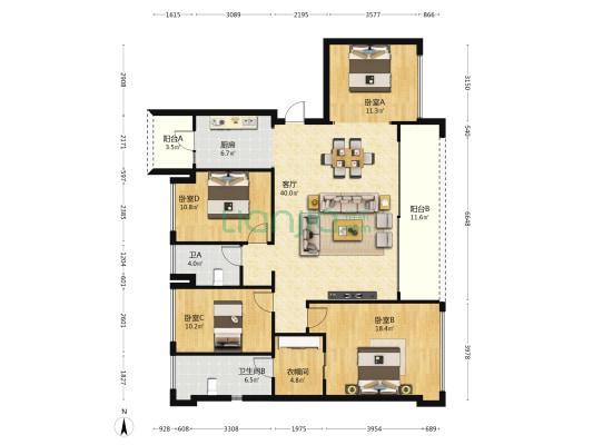 科学城凤玺台 4室1厅2卫 142平方
