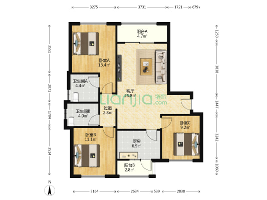 新景璟誉府 3室1厅2卫 111平方
