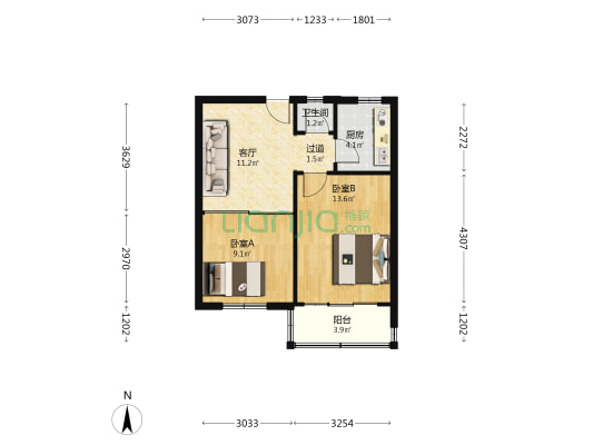 孔村小区 2室1厅1卫 56平方