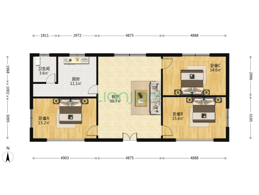乔海雅居 3室1厅1卫 102平方