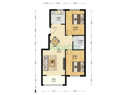 盛佳锦绣家园 2室1厅1卫 93平方