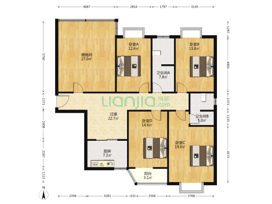 丰产路办事处家属院 4室0厅2卫 168平方