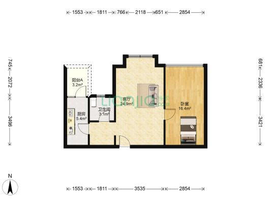 天地云庭 1室1厅1卫 61平方