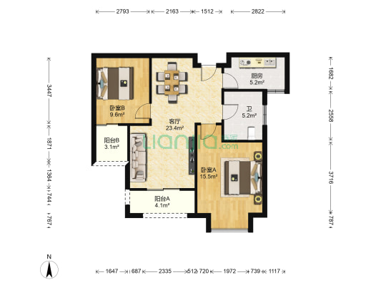 大华曲江公园世家五期 2室1厅1卫 86平方