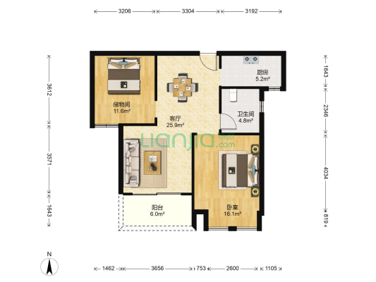 康诗丹郡 1室1厅1卫 86平方