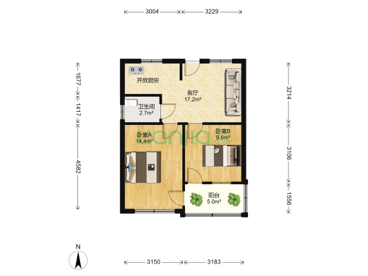 状元新街 2室1厅1卫 58平方