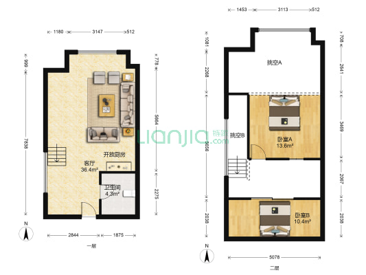 华府国际广场 2室1厅1卫 69平方