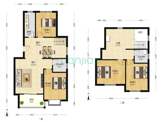 王府社区A区 4室2厅2卫 149平方