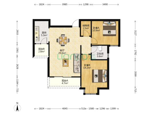 昆山柏盛园 2室1厅1卫 99平方