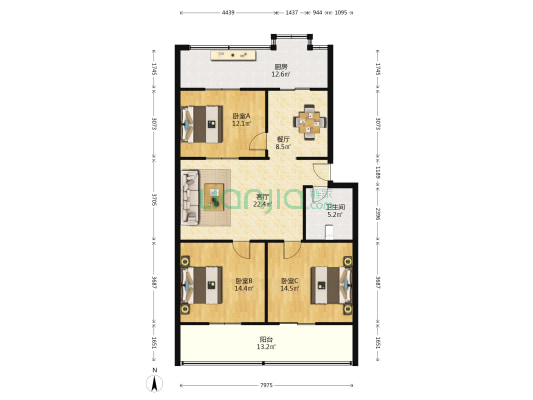 含光南路218号 3室2厅1卫 112平方