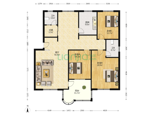 许昌市规划设计院家属院 3室1厅2卫 151平方
