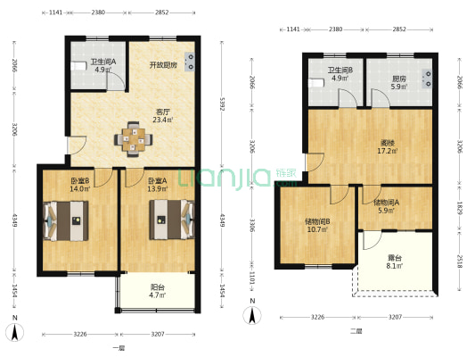蒲林巷散盘 2室1厅2卫 72平方