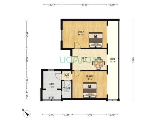 德盛路5号 2室1厅1卫 71平方