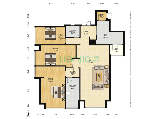 碧桂园贵阳中心 3室1厅2卫 148平方