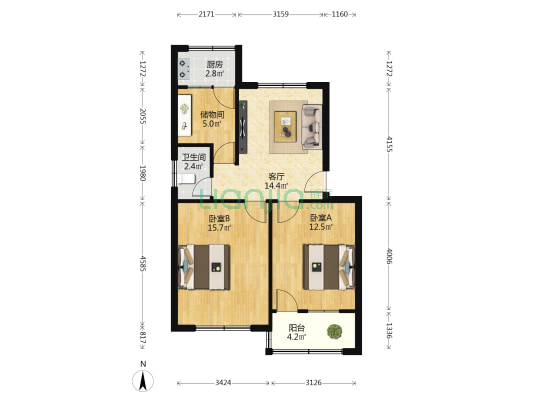 许昌县卫生防疫站 2室1厅1卫 73平方