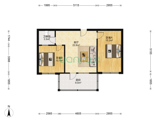 山西省林业厅住宅区 2室1厅1卫 69平方