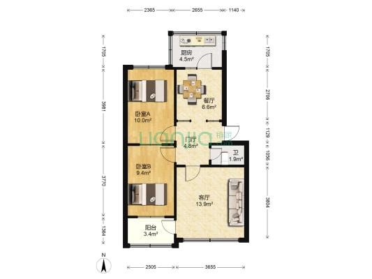 农商银行家属楼 2室2厅1卫 69平方