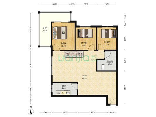 政法街华泰豪庭大三居采光好税费低-户型图