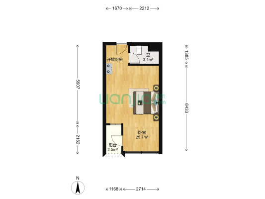 江南一品 1室0厅1卫 40平方