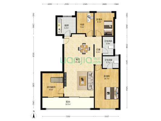 建发养云 4室1厅2卫 141平方