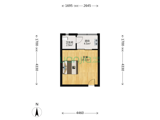 双赢如家公寓 1室0厅1卫 34平方