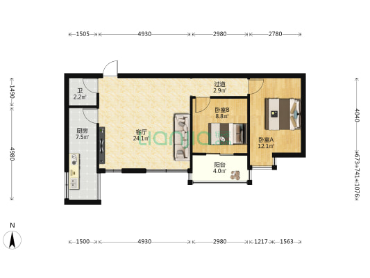 金海湾小区C3组团 2室1厅1卫 73平方