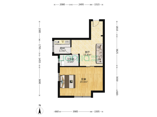 今日嘉园 1室1厅1卫 63平方