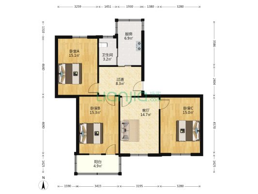 庐江路118号 3室1厅1卫 89平方