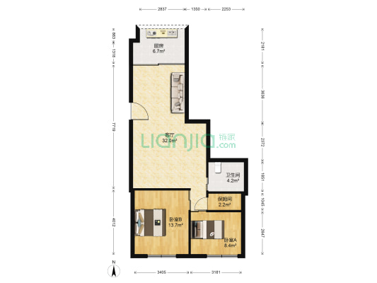渔业二社宿舍 2室1厅1卫 74平方