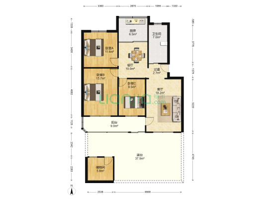 天平村 3室2厅1卫 99平方