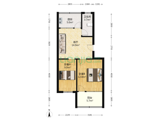 标营4号 2室1厅1卫 57平方