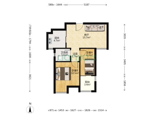 和月湾小区 2室1厅1卫 66平方