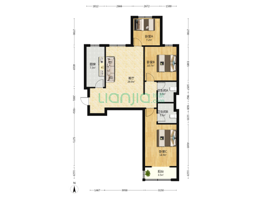 嘉泰御园 3室1厅2卫 113平方