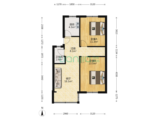 电灌站小区 2室1厅1卫 68平方