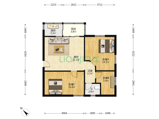 永裕花园 3室1厅1卫 79平方
