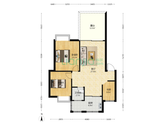 水墨林溪 3室1厅1卫 77平方