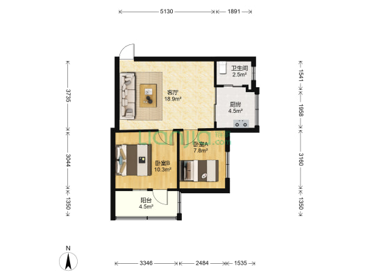 官井路18号 2室1厅1卫 59平方