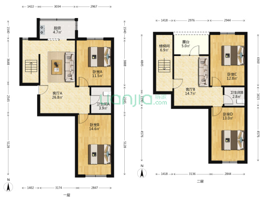 瀚博黄金地带 4室2厅2卫 122平方
