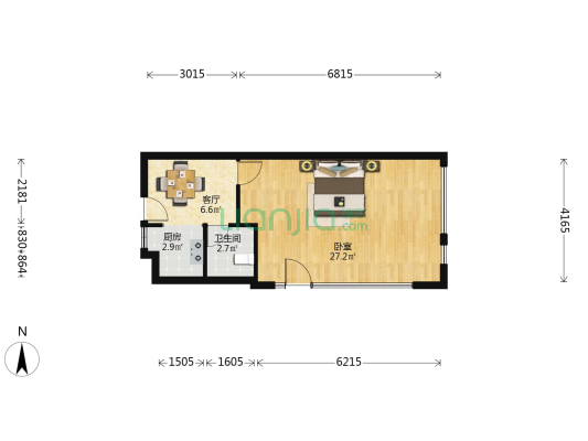 金海商业广场 1室1厅1卫 67平方