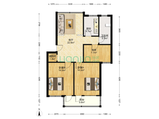 北京园 3室1厅1卫 92平方