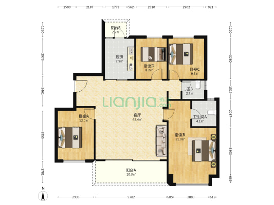 万科·隐麓公园 4室1厅2卫 141平方