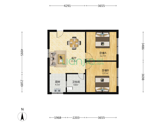 江南花园 2室1厅1卫 71平方