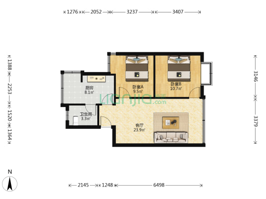 恭贺新禧 2室1厅1卫 68平方