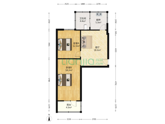 省高法宿舍 2室1厅1卫 59平方