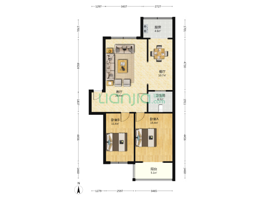 翔宇家园 2室2厅1卫 96平方
