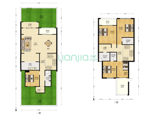绿地海珀澜庭 5室1厅4卫 402平方