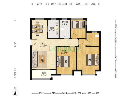 中海凤凰璟园三期 1室1厅1卫 103平方