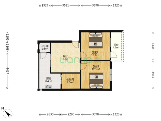 阿坝州州级机关驻郫县干休所 2室1厅1卫 60平方